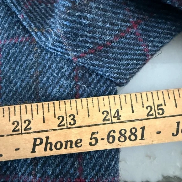 PETER CHRISTIAN Harris Tweed 42 Bomber Harrington Jacket Blue Wool Windowpane - Picture 10 of 11